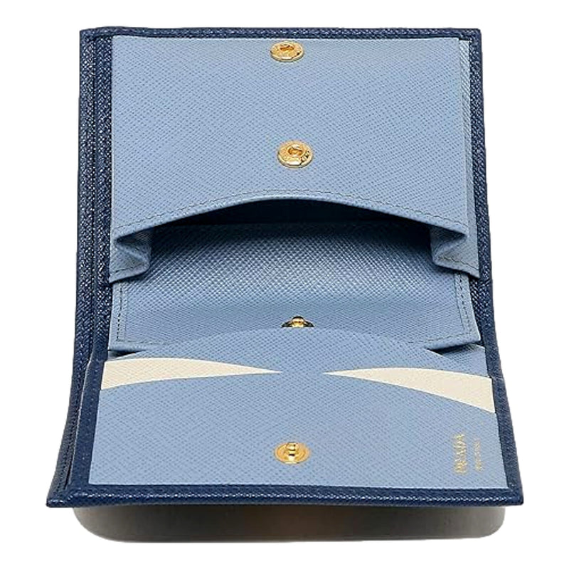 Womens Saffiano Multi-Color Folding Wallet Bluette Blue and Astrale