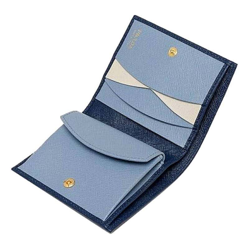 Womens Saffiano Multi-Color Folding Wallet Bluette Blue and Astrale