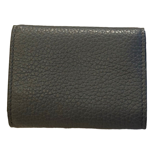 Marmo Marble Grey Vitello Daino Leather Silver Logo Trifold Wallet