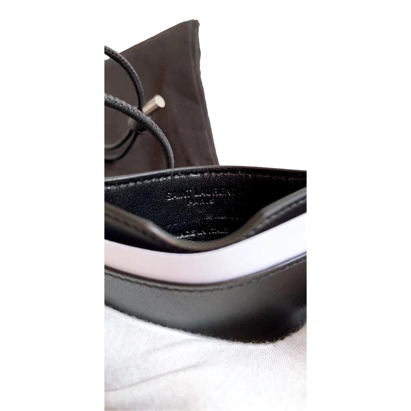 Croc Embossed Black Lanyard Card Case Wallet