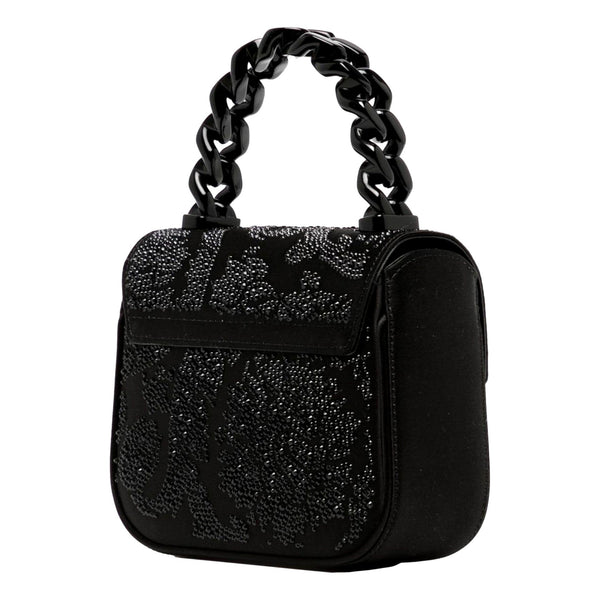 La Medusa Crystal Mini Top Handle Tote Crossbody Black Silk