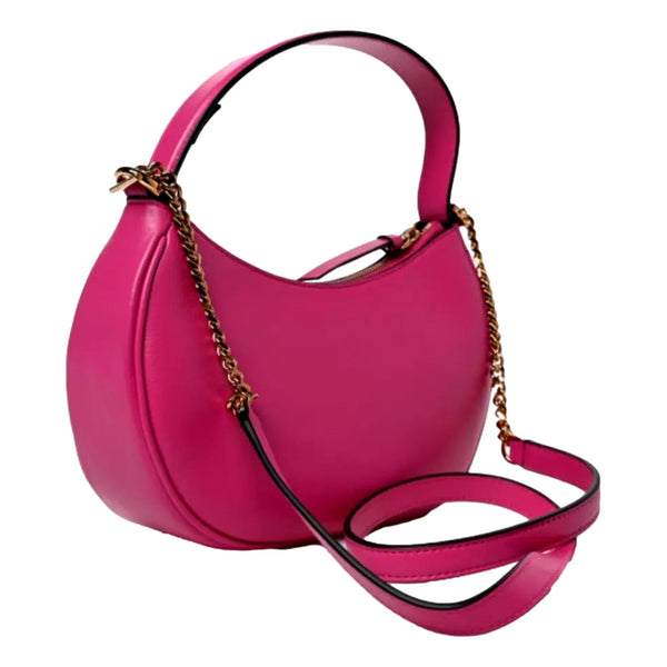 La Medusa Half Moon Hobo Shoulder Crossbody Bag Pink Leather