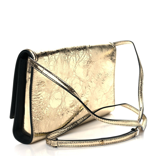 Small Story Gold Crash Calf Leather Shoulder Bag