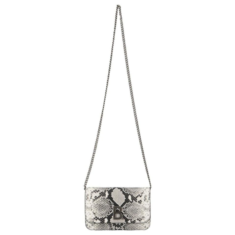B Python Print Calfskin Leather Wallet on Chain Bag