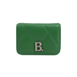 Touch Leaf Green Nappa Leather Quilted Mini Trifold Wallet