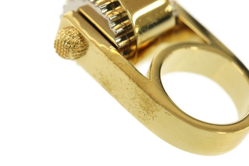 Ring Gold Tone Metal Hardware Gear Cylinder Large Size 6