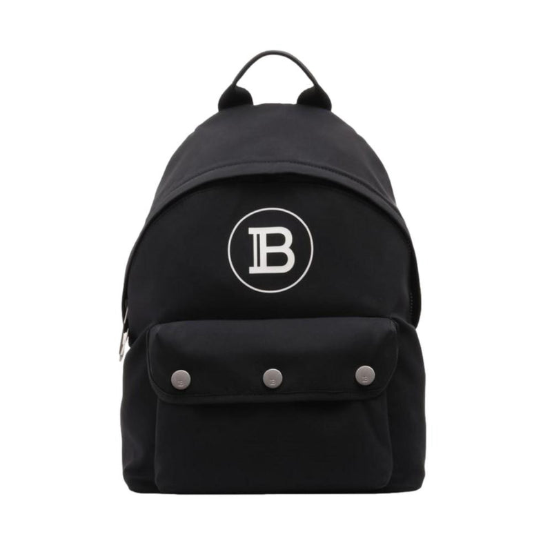 B-Back Black Nylon White Logo Backpack