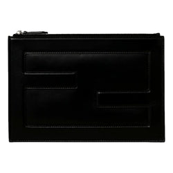 Baguette Black Calf Leather Embossed Clutch
