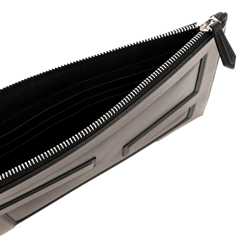 Baguette Black Calf Leather Embossed Clutch