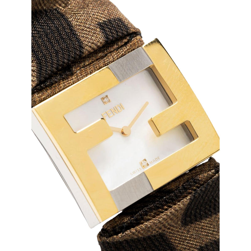 Fendimania Baguette Pearl Dial Monogram Satin Watch