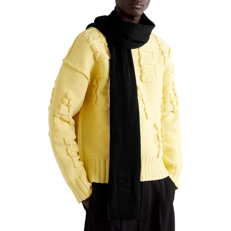 FF Karl Nero Jacquard Wool Scarf