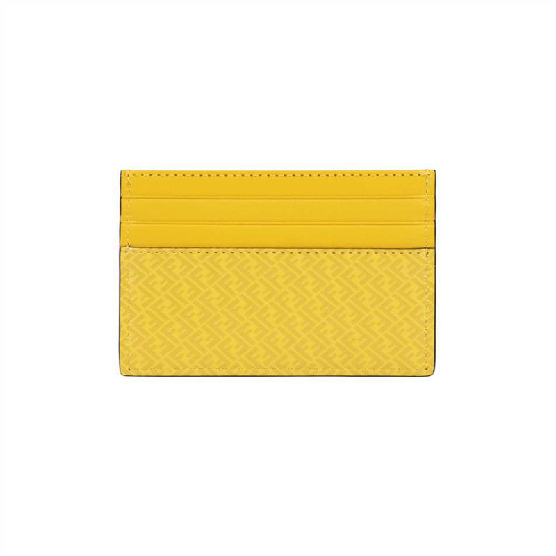 FF Logo Print Sunflower Yellow Leather Card Case