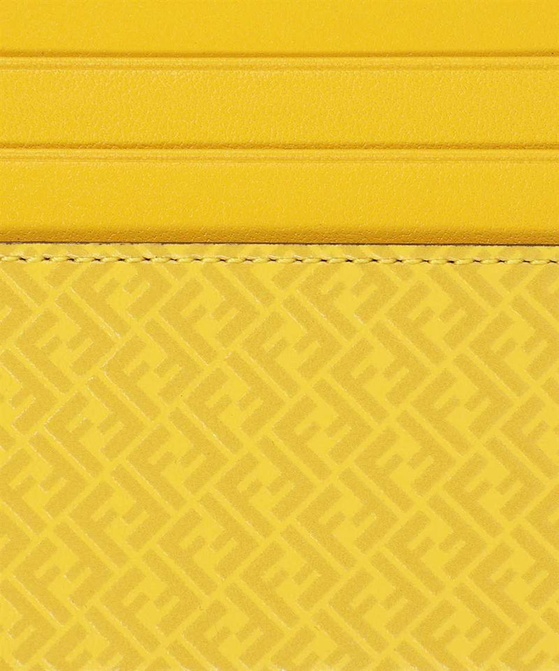 FF Logo Print Sunflower Yellow Leather Card Case