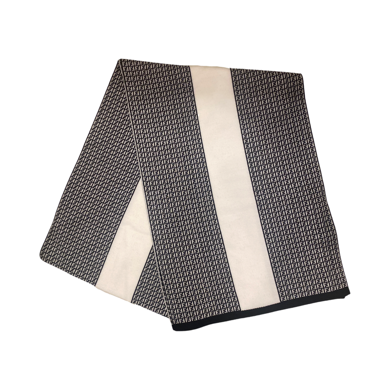 FF Print Nero and Bianco Knitted Wool Scarf