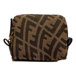 FF Vertigo Brown Canvas Small Travel Beauty Pouch Clutch Bag