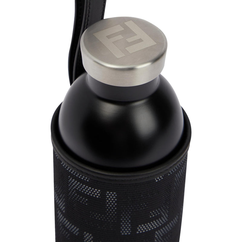 Roma Black Steel Bottle and FF Woven Canvas Holder Set