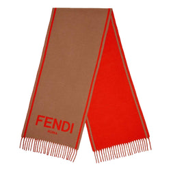 Roma Cashmere Scarf Beige Orange Logo