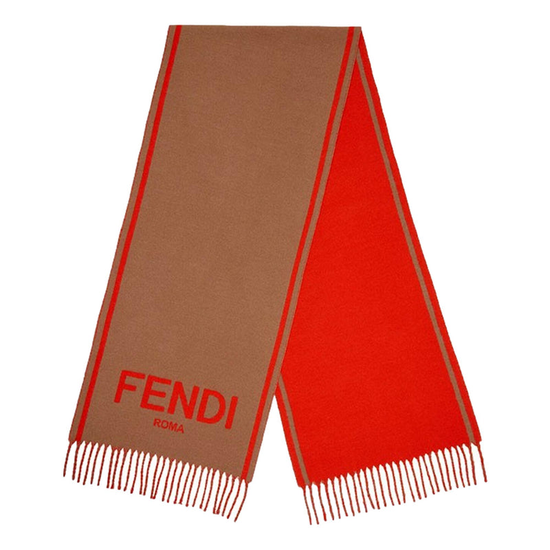 Roma Cashmere Scarf Beige Orange Logo