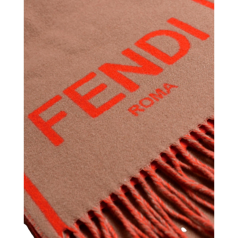 Roma Cashmere Scarf Beige Orange Logo