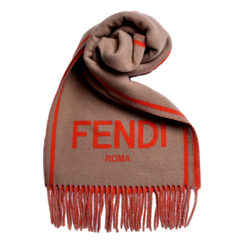 Roma Cashmere Scarf Beige Orange Logo