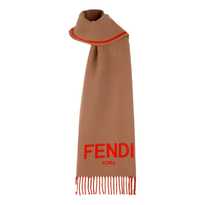 Roma Cashmere Scarf Beige Orange Logo