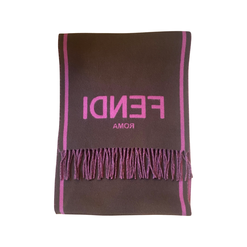 Roma Cashmere Scarf Purple Grey Logo