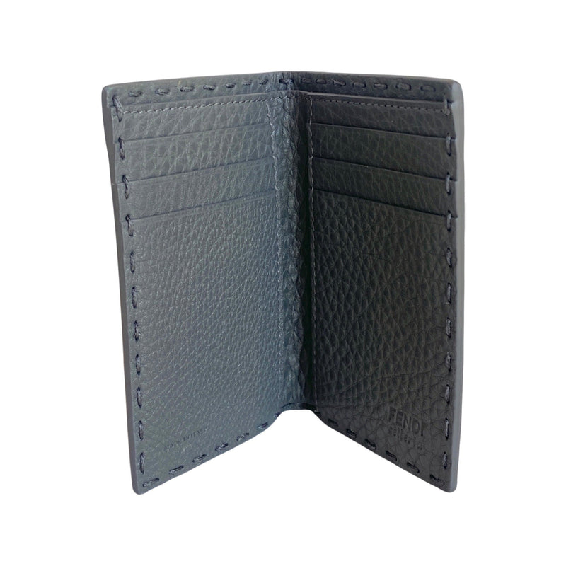 Selleria Gray Calf Leather Vertical Bifold Wallet
