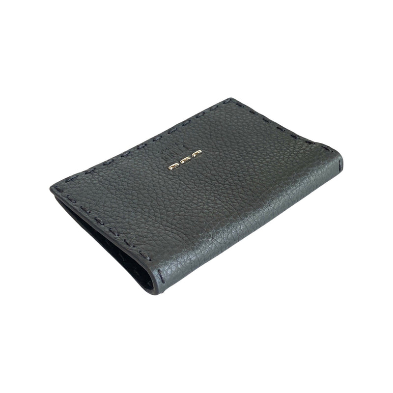 Selleria Gray Calf Leather Vertical Bifold Wallet