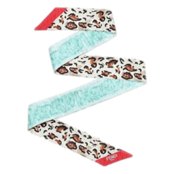 FF Baguette Scarf Bandeau Wrappy Blue Beige Silk Monogram Logo Print