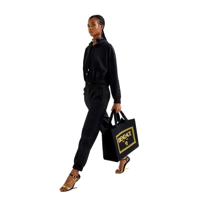 x Fendace Black Canvas Convertible Large Shopping Tote