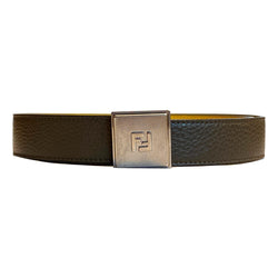Men's Yellow Brown Reversible Grained Leather Belt 100