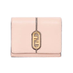 O'Lock Wallet Micro Trifold Rose Pink Tortora Gray Calf Leather