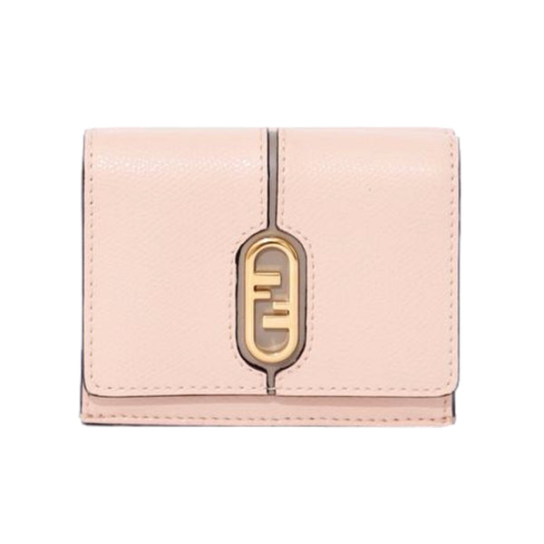 O'Lock Wallet Micro Trifold Rose Pink Tortora Gray Calf Leather