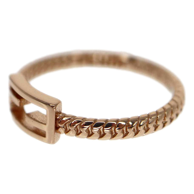 Baguette FF Logo Ring Rose Gold Twist Metal Band Size Large