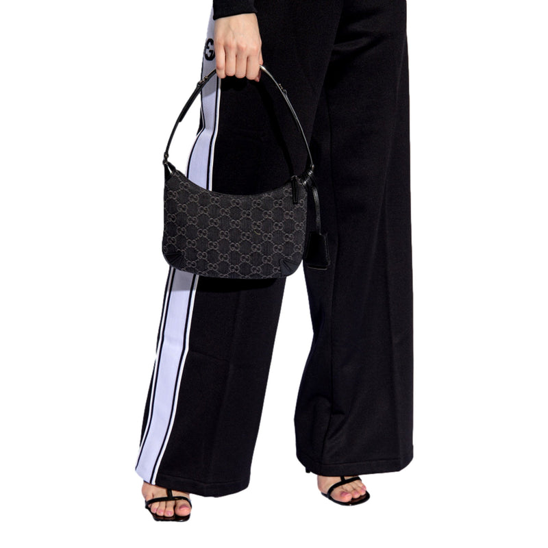 Women's Horsebit Slim Small Shoulder Bag in Black