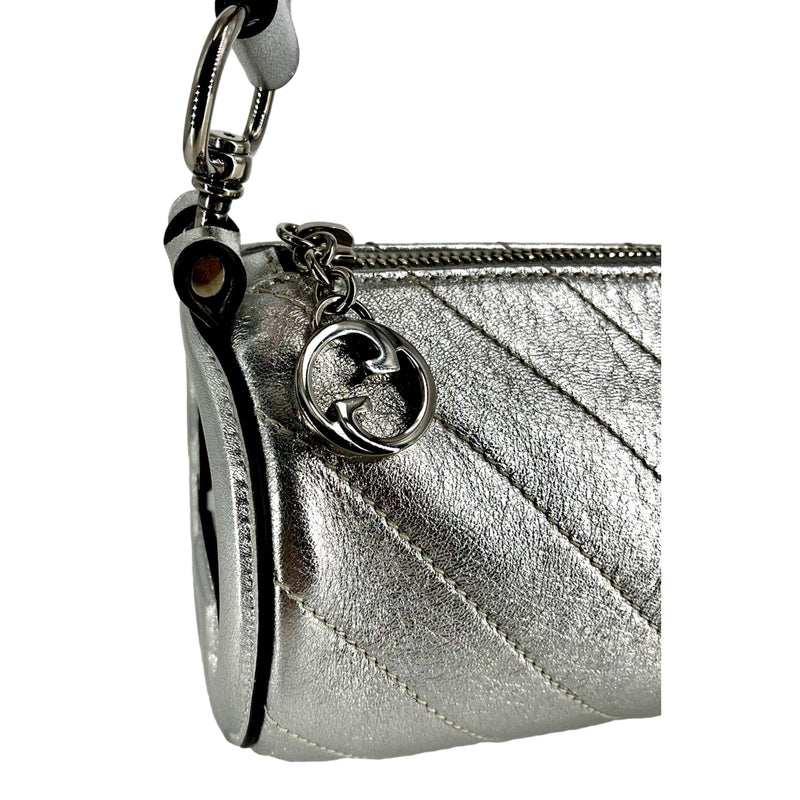 Blondie Mini Shoulder Bag in Metallic Silver Leather