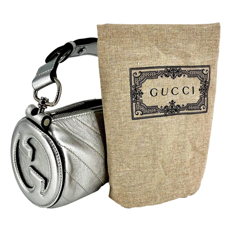 Blondie Mini Shoulder Bag in Metallic Silver Leather