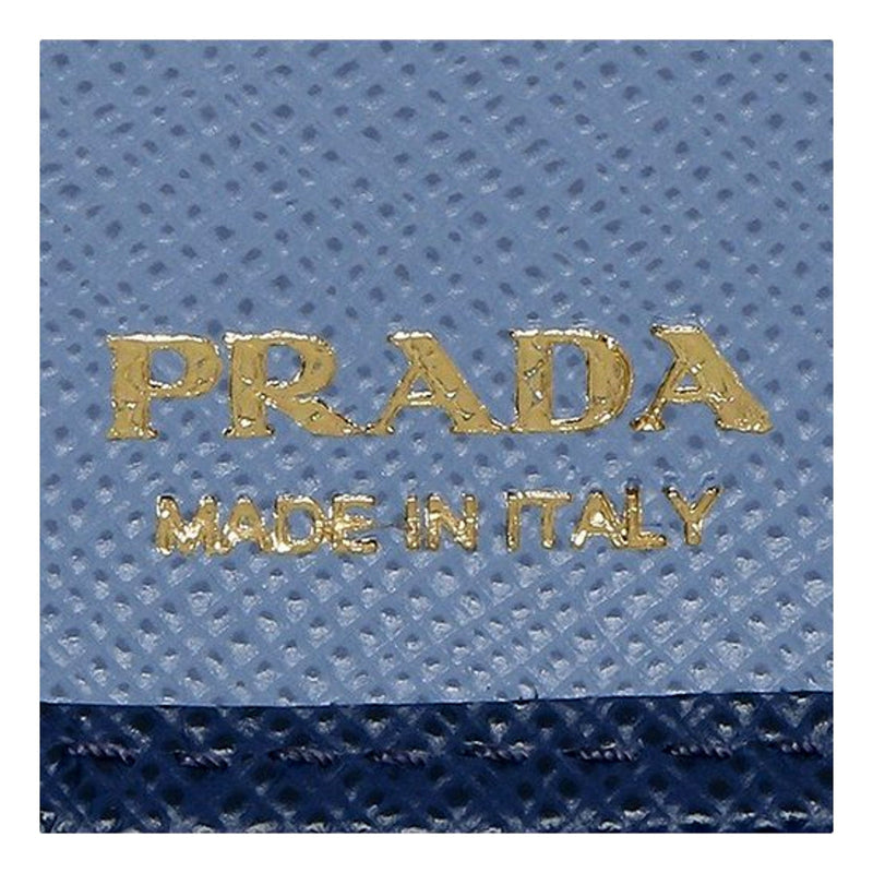 Saffiano Metal Compact Wallet Bluette Blue Multicolor Gold Hardware