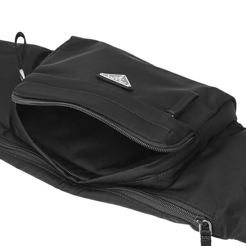 Marsupio Tessuto Nylon Triangle Logo Black Belt Bag