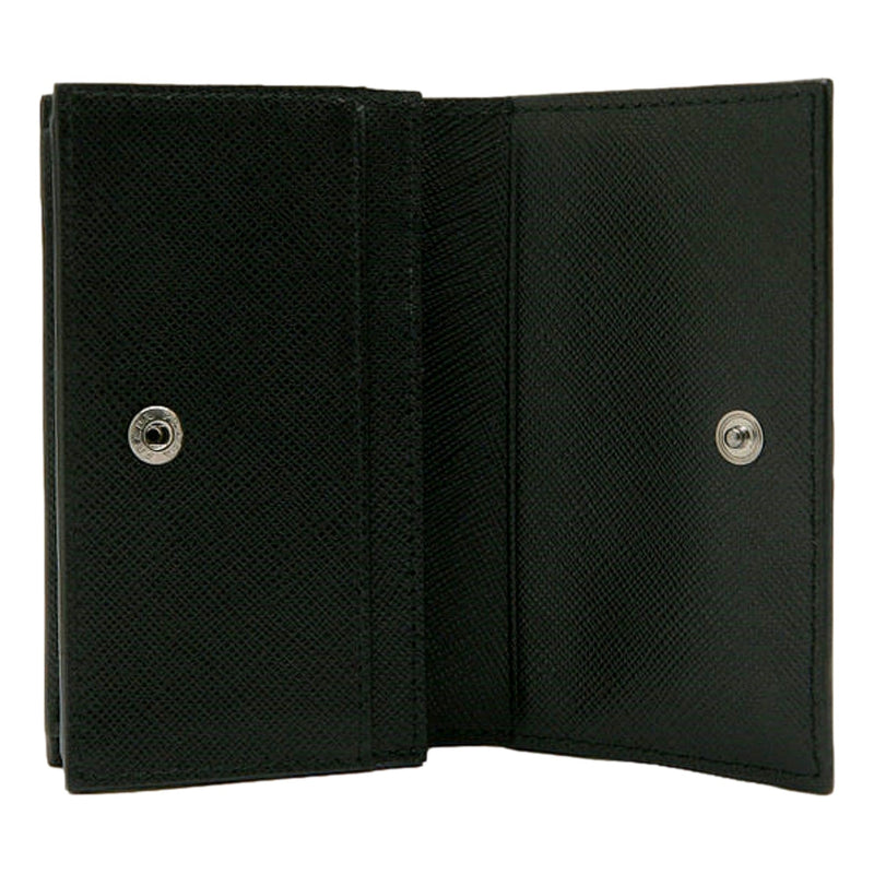 Mens Saffiano Flap Card Holder Wallet Black
