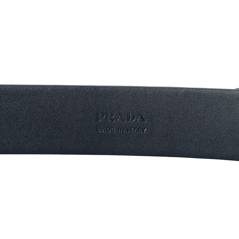 Mens Navy Blue Saffiano Leather Belt Brushed Silver Buckle 105/42