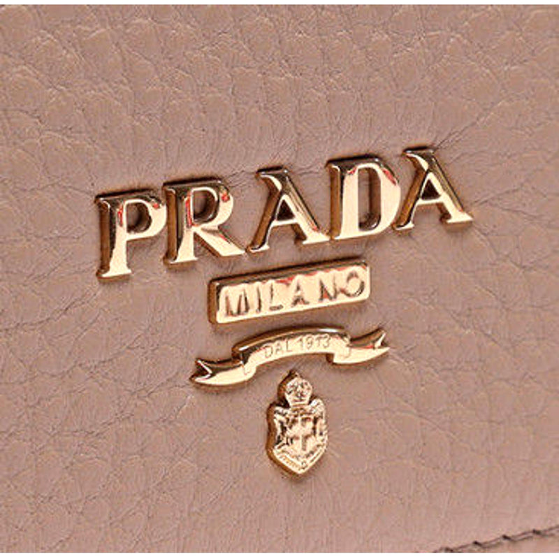 Women's Vitello Grain Cammeo Beige Leather Card Case Wallet