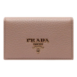 Women's Vitello Grain Cammeo Beige Leather Card Case Wallet