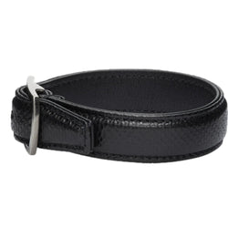 Black Leather Snake Embossed Buckle Bracelet