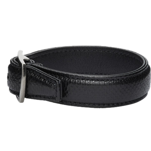 Black Leather Snake Embossed Buckle Bracelet