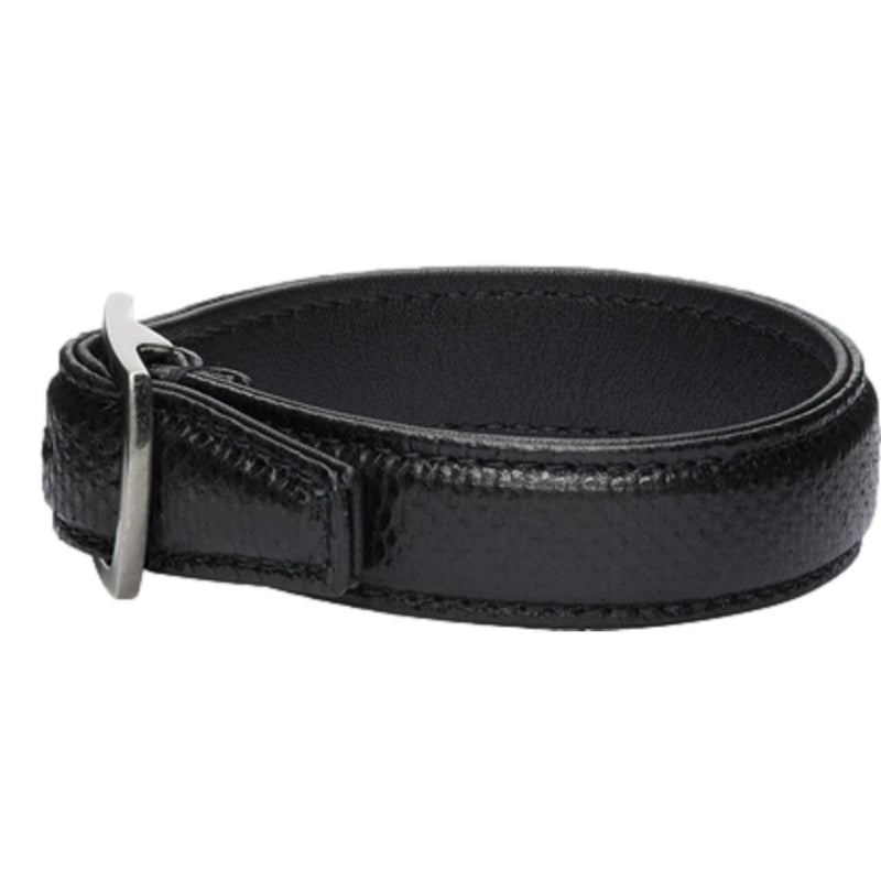 Black Leather Snake Embossed Buckle Bracelet