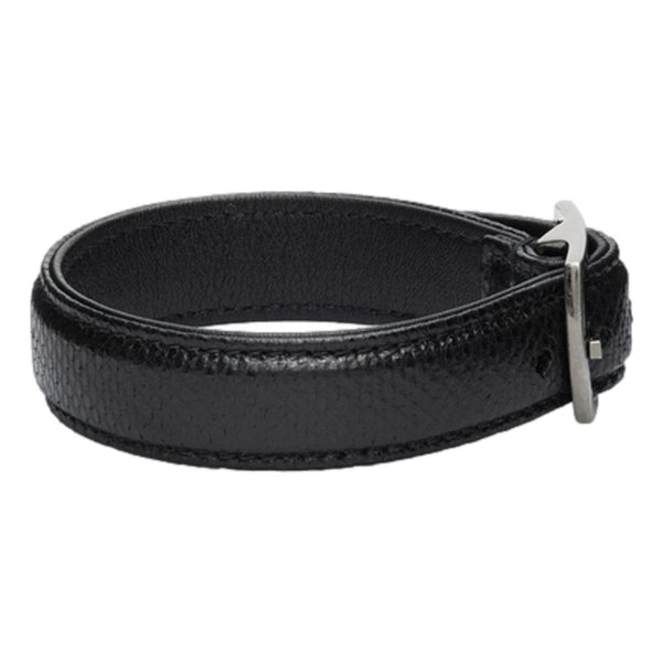 Black Leather Snake Embossed Buckle Bracelet