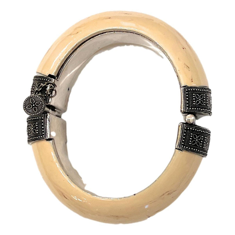 Ivory Silver Bangle Bracelet