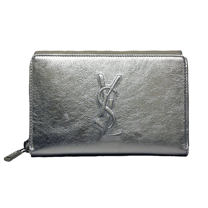 Yves Wallet YSL Belle du Jour Silver Leather Zip Wallet